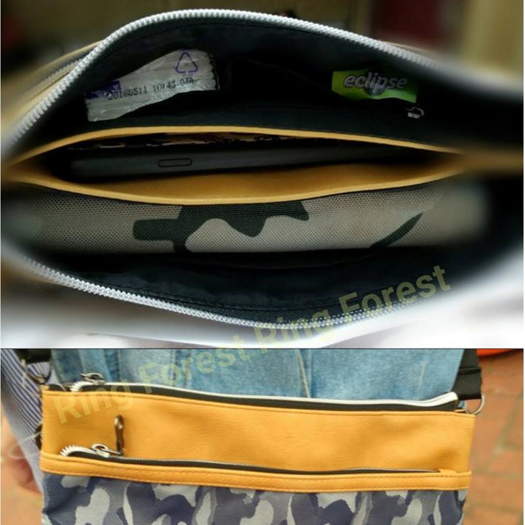 🎌日本【現貨▪️即寄】藍迷彩色牛津料斜孭手袋男女款多格數