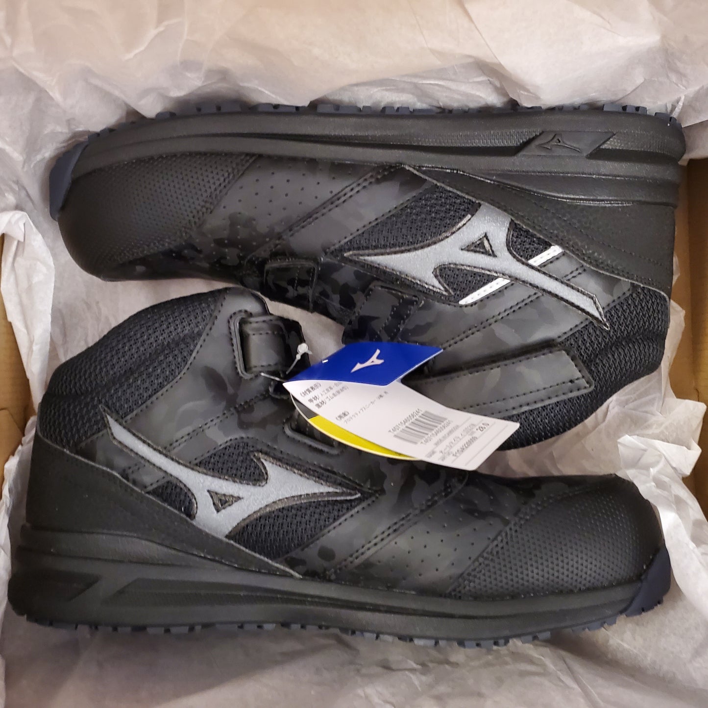 日本【現貨▪️即寄】Mizuno 黑迷彩 28cm US10.5 EU44.5 美津濃 魔術貼防滑防油安全鞋