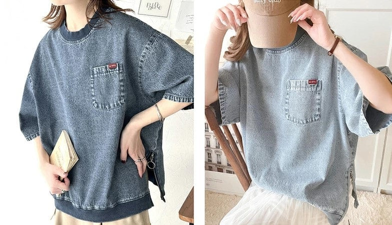 日本直送 口袋側拉鏈寬鬆棉Top