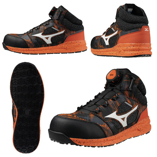 🎌Japan🎌 Direct delivery【Order】Mizuno BOA Orange Black Mizuno Safety Anti-Slip Work Shoes