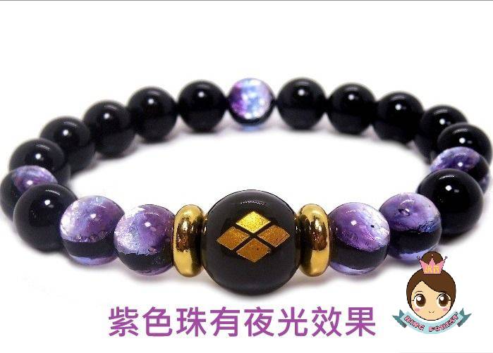 🎌日本🎌 直送 【現貨 即寄】武田信玄 夜光 男手鏈 戰國大名🏯 天然石黑瑪瑙手鏈