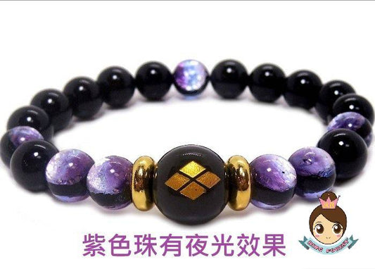 🎌日本🎌 直送 【現貨 即寄】武田信玄 夜光 男手鏈 戰國大名🏯 天然石黑瑪瑙手鏈