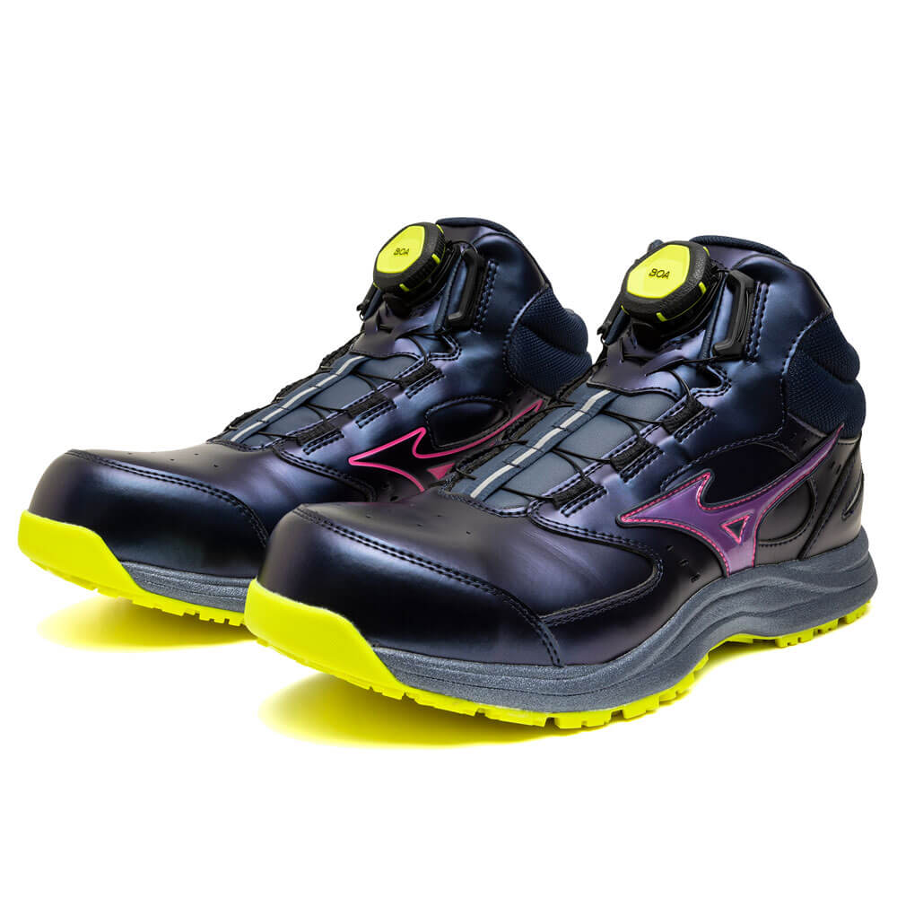 日本【訂貨】mizuno 限定色 黑紫 BOA 防滑安全工作鞋 地盤工地廚房運輸搬運車房維修 JSAA JIS