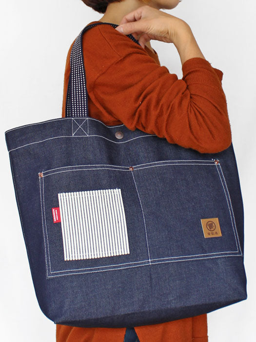 🎌Made in Japan【Order】100% cotton denim lightweight TOTE bag