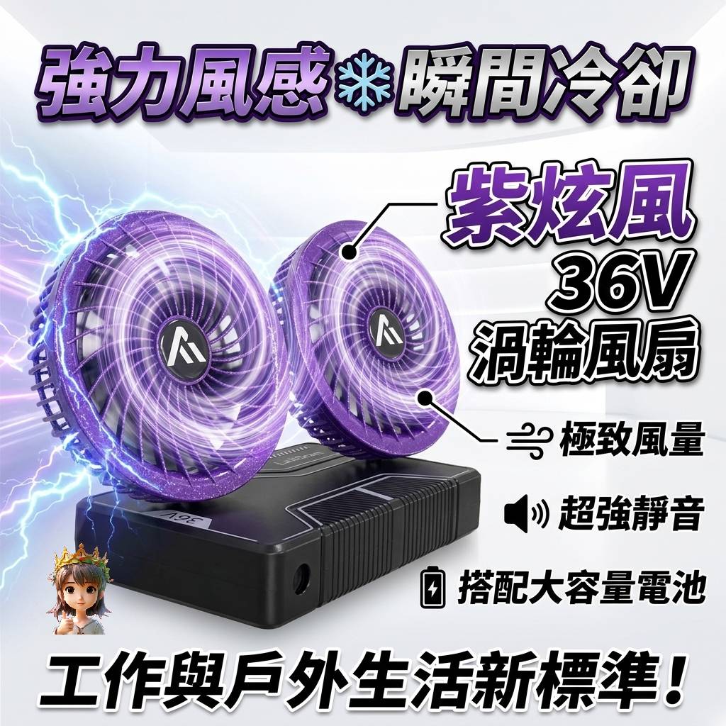珍珠紫 36V風扇 【現貨 📦 即寄】🌀風扇 空調服風扇衫專用 💪🏻