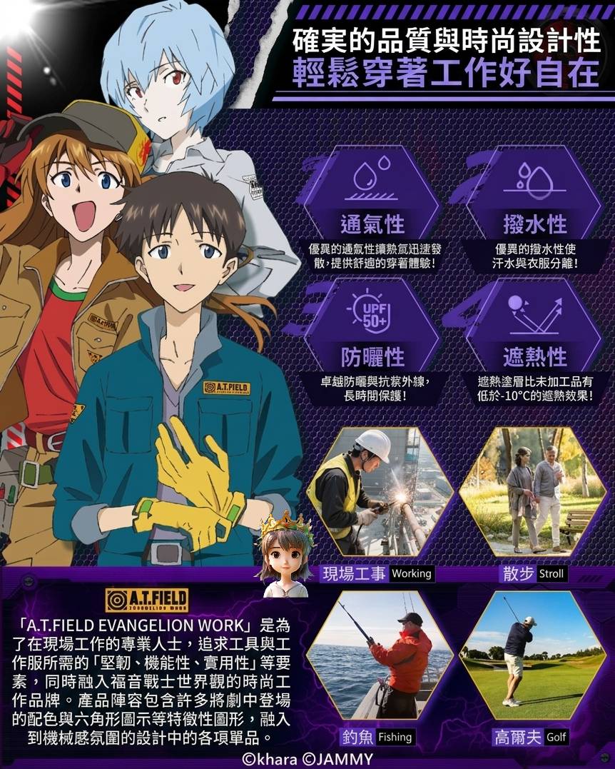 🎌日本直送 ❄️訂貨📦❄️EVA 新世紀福音戰士 下腰位❄️空調服 風扇衫 防曬 輕撥水 防中暑