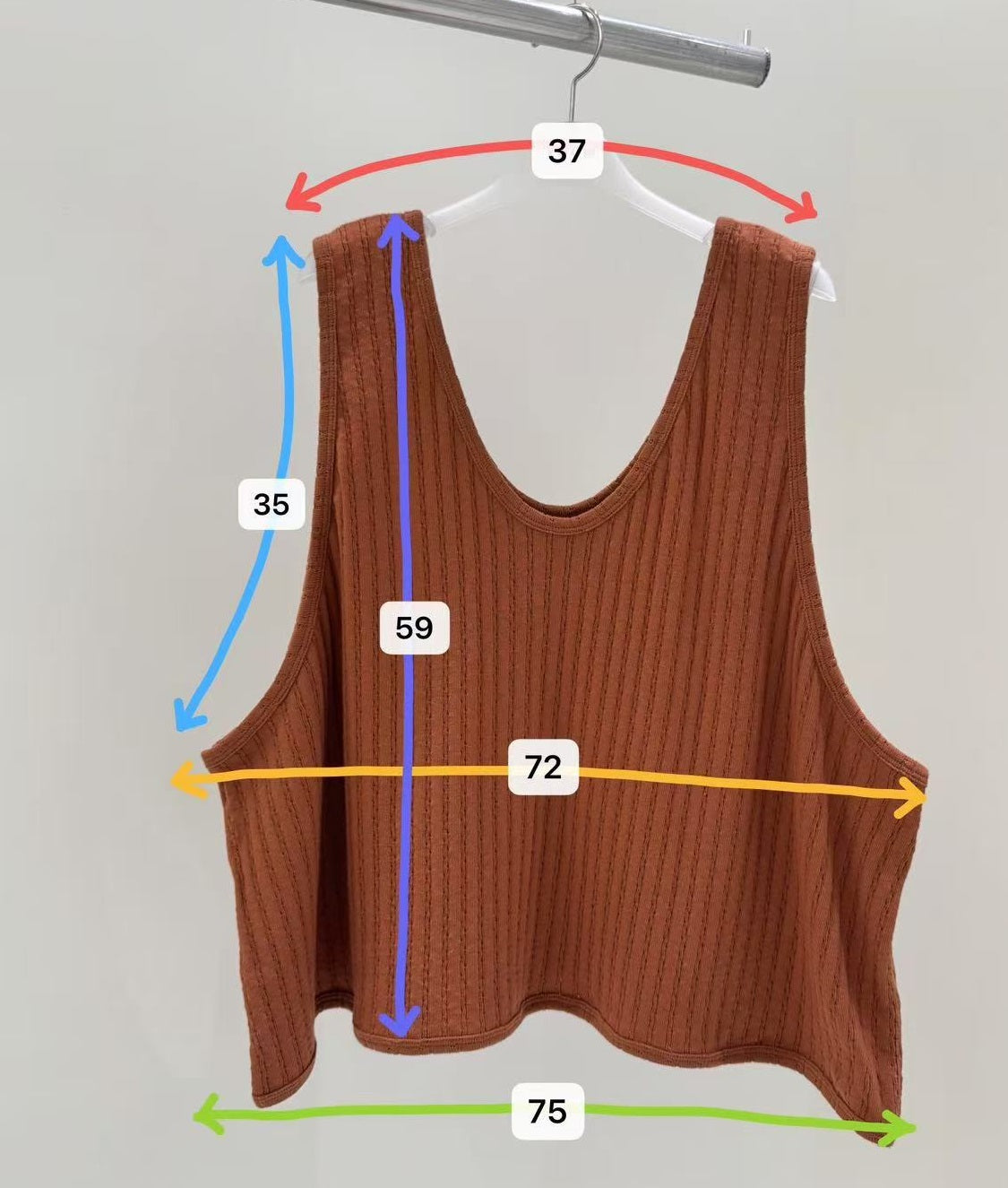 韓國羅紋寬鬆背心 韓國星星破邊寬鬆Top