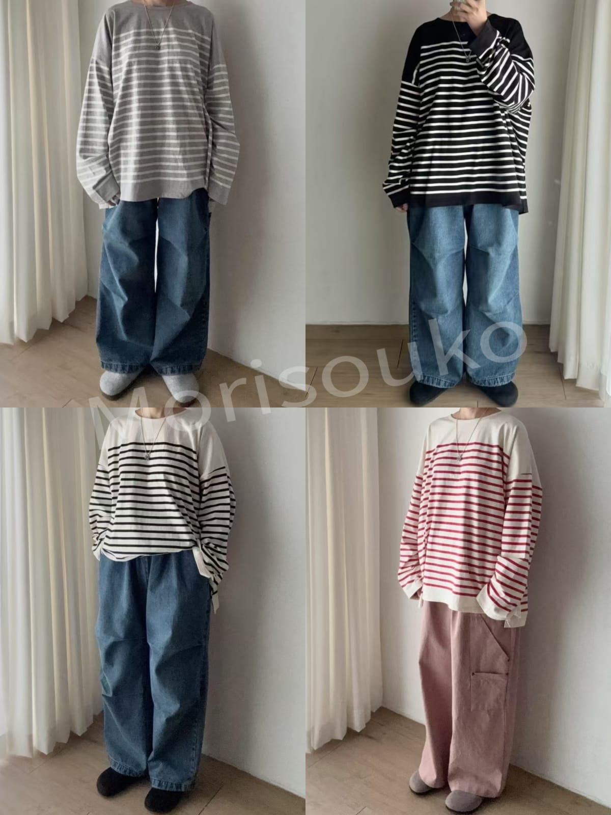 ⏰ 預訂 韓國經典橫間寬鬆Top