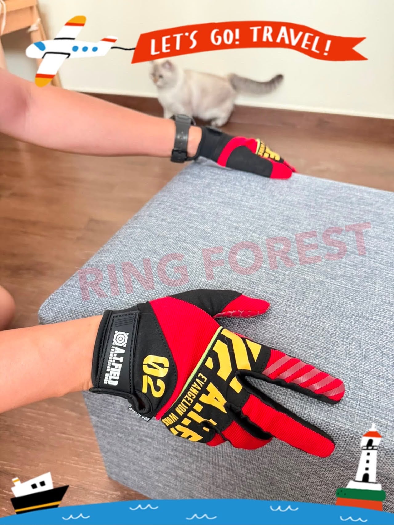 🎌Direct delivery from Japan🎌 [Ready stock▪️Immediate delivery] Evangelion work protection gloves for motorcycles, mountaineering repairs, agronomic sites, construction sites, garages, transport and decoration EVA EVANGELION RingForest