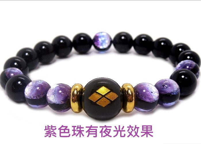 🎌Japan🎌 Direct delivery [ready for shipment] Takeda Shingen luminous men's bracelet Warring States Daimyo 🏯 natural stone black agate bracelet