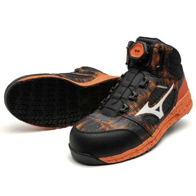 🎌Japan🎌 Direct delivery【Order】Mizuno BOA Orange Black Mizuno Safety Anti-Slip Work Shoes