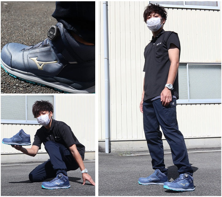 🎌日本直送【現貨📦即寄】限定色 Mizuno BOA 旋扣 山系款 軍藍 EU42 26cm US8.5 防滑安全工作鞋 電單車手鞋