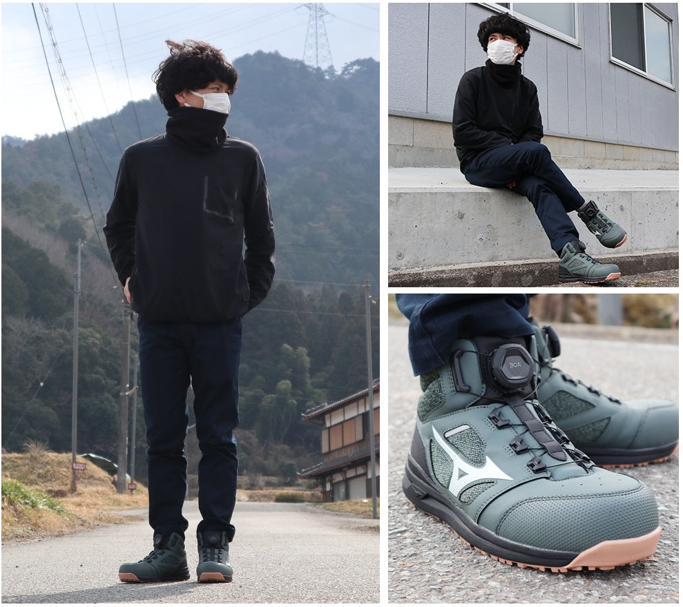 🎌Japan🎌 Direct delivery【Pre-order】Mizuno BOA green Mizuno safety non-slip work shoes with tube