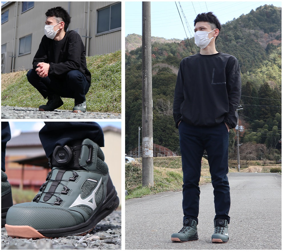 🎌Japan🎌 Direct delivery【Pre-order】Mizuno BOA green Mizuno safety non-slip work shoes with tube